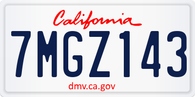 CA license plate 7MGZ143