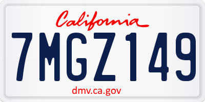 CA license plate 7MGZ149