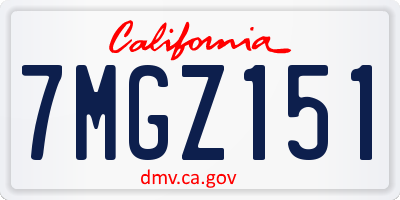 CA license plate 7MGZ151