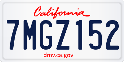 CA license plate 7MGZ152