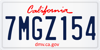 CA license plate 7MGZ154