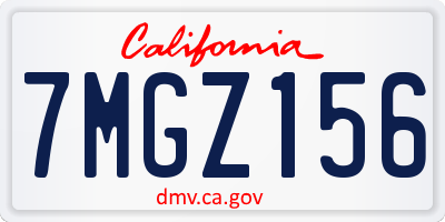 CA license plate 7MGZ156