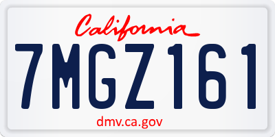 CA license plate 7MGZ161