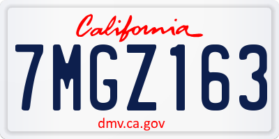 CA license plate 7MGZ163