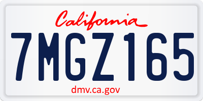 CA license plate 7MGZ165