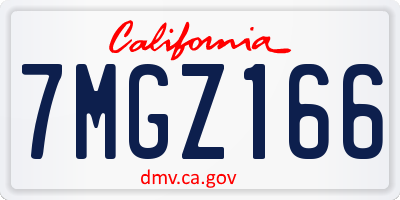 CA license plate 7MGZ166