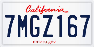 CA license plate 7MGZ167