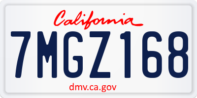 CA license plate 7MGZ168