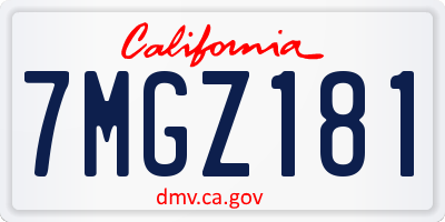 CA license plate 7MGZ181