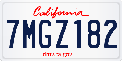 CA license plate 7MGZ182