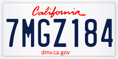 CA license plate 7MGZ184