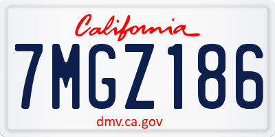 CA license plate 7MGZ186