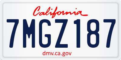 CA license plate 7MGZ187