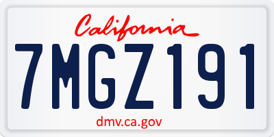 CA license plate 7MGZ191