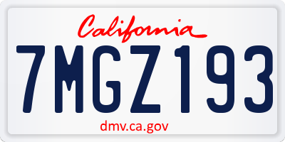 CA license plate 7MGZ193