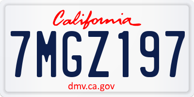 CA license plate 7MGZ197