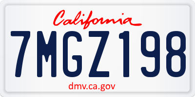 CA license plate 7MGZ198