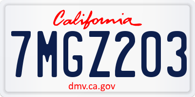 CA license plate 7MGZ203