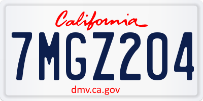 CA license plate 7MGZ204
