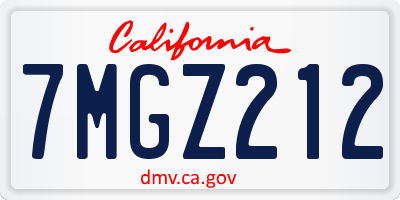 CA license plate 7MGZ212