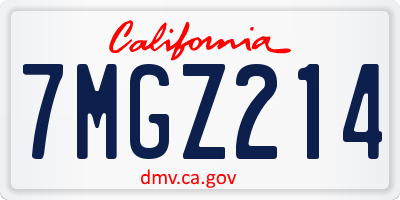 CA license plate 7MGZ214
