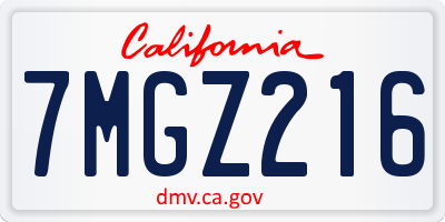 CA license plate 7MGZ216