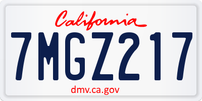 CA license plate 7MGZ217