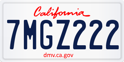CA license plate 7MGZ222