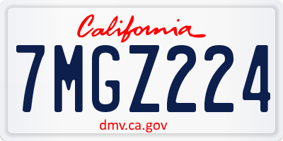 CA license plate 7MGZ224