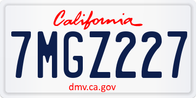 CA license plate 7MGZ227