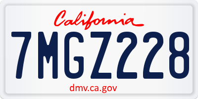 CA license plate 7MGZ228