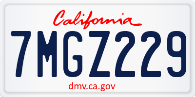 CA license plate 7MGZ229
