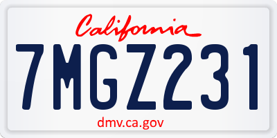 CA license plate 7MGZ231