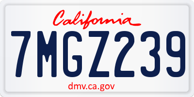 CA license plate 7MGZ239