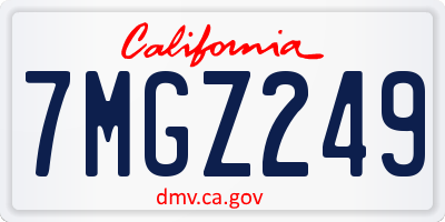 CA license plate 7MGZ249