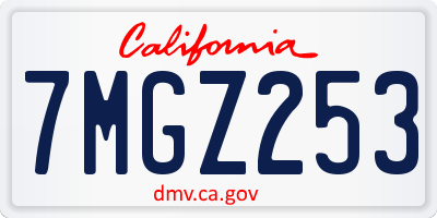 CA license plate 7MGZ253
