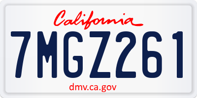 CA license plate 7MGZ261