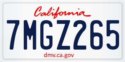 CA license plate 7MGZ265