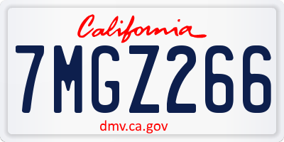CA license plate 7MGZ266