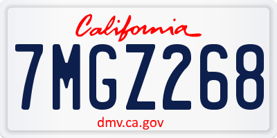 CA license plate 7MGZ268