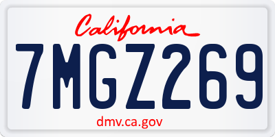 CA license plate 7MGZ269