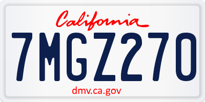 CA license plate 7MGZ270