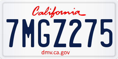CA license plate 7MGZ275