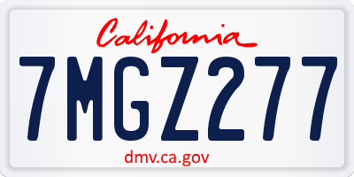 CA license plate 7MGZ277