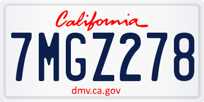 CA license plate 7MGZ278