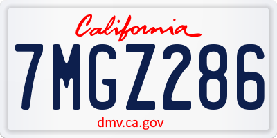 CA license plate 7MGZ286