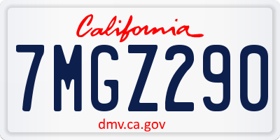 CA license plate 7MGZ290