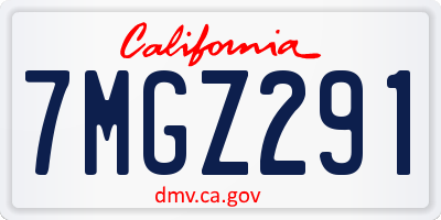 CA license plate 7MGZ291