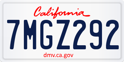 CA license plate 7MGZ292