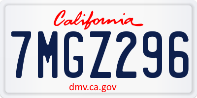 CA license plate 7MGZ296